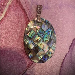 Abalone sterling silver Shell pendant Mother Of Pearl